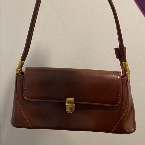 Brown faux leather shoulder bag - Picture 2 of 3